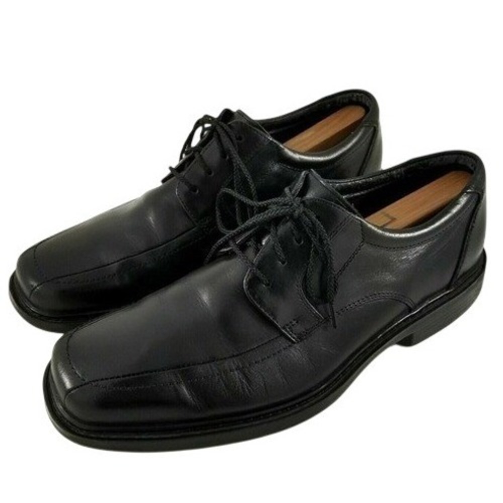 Bostonian Black Leather Derby Shoes Men 9W Square Toe Lace Up Formal Office